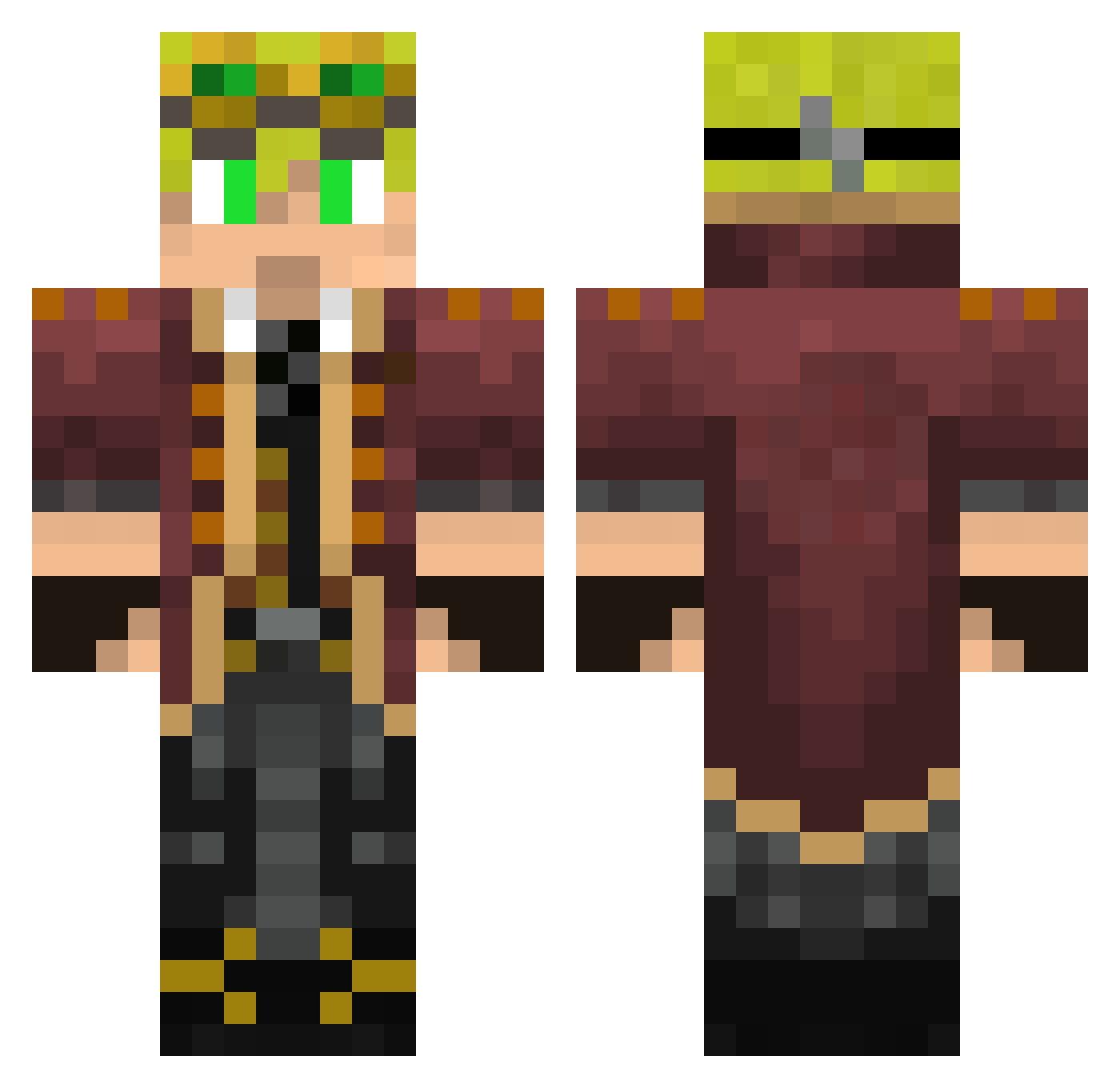 Qbiksus Minecraft skin, front and back view
