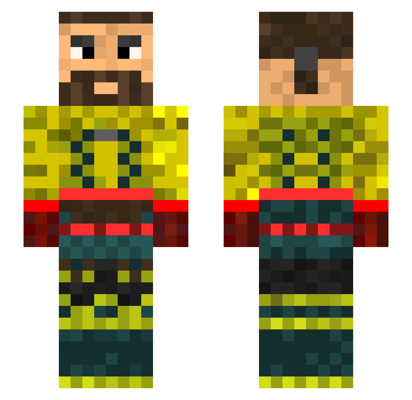 1barusu Minecraft skin, front and back view