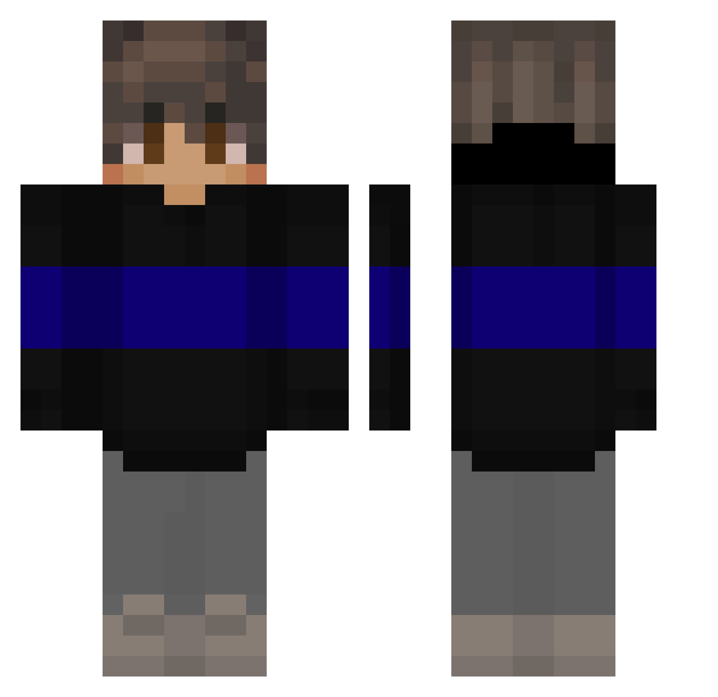 sjadxw Minecraft skin, front and back view