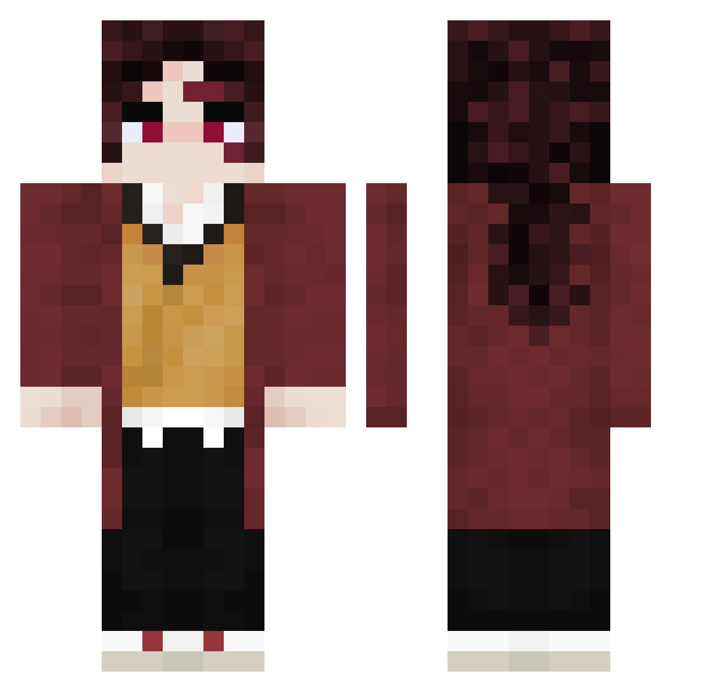 Shinato23 Minecraft skin, front and back view
