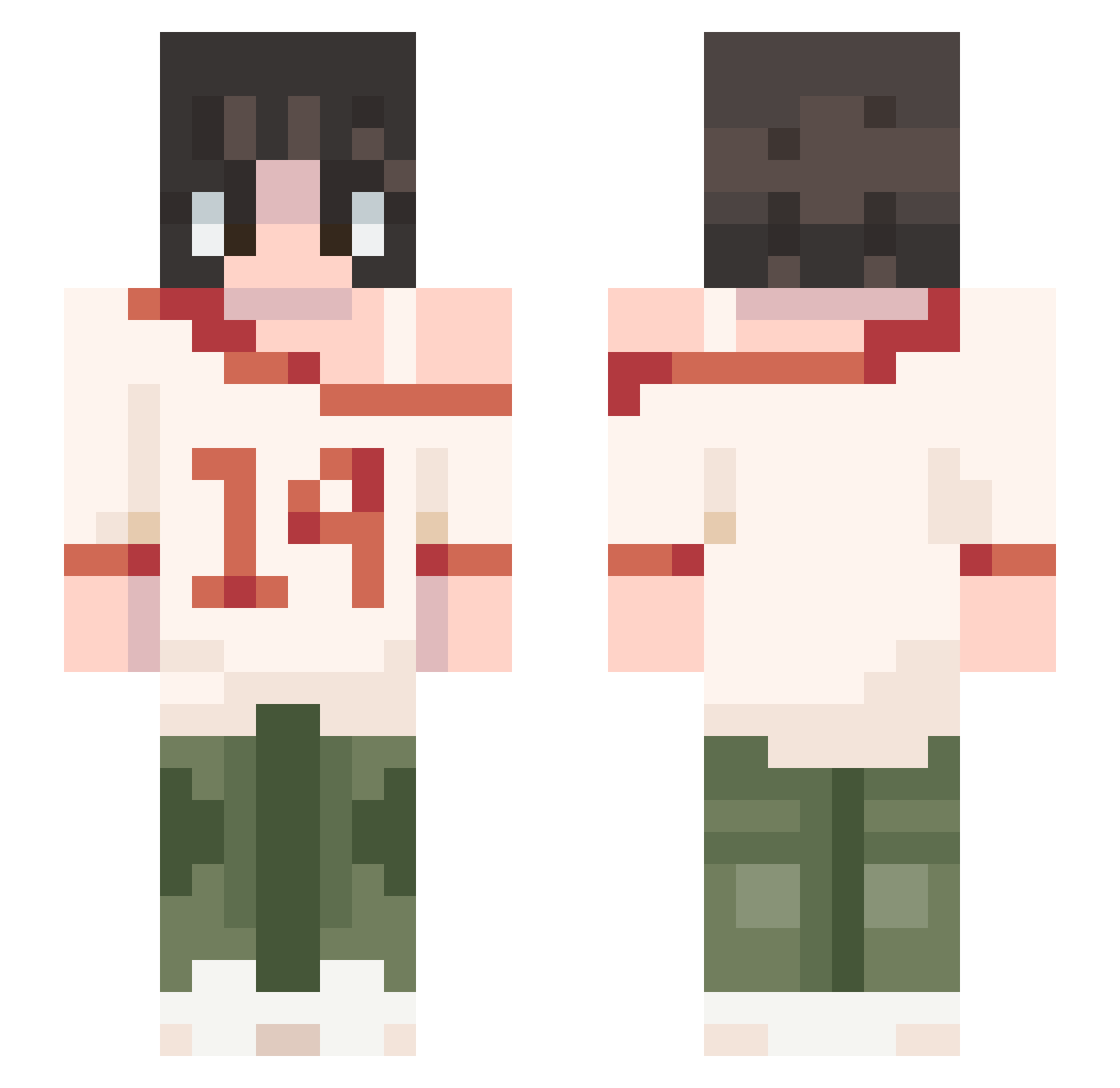Xzuu13 Minecraft skin, front and back view