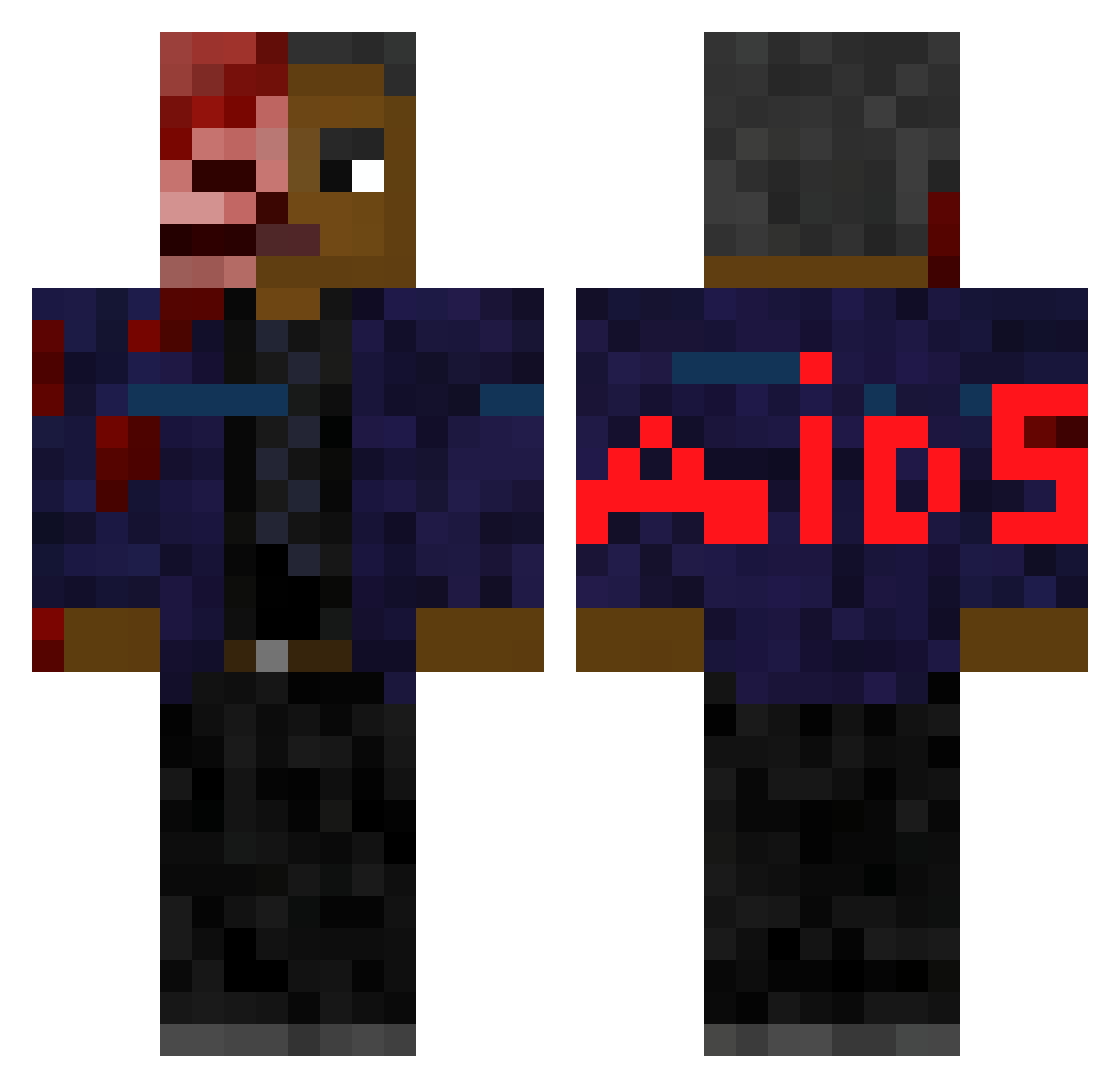 SheLovesRaqesh Minecraft skin, front and back view