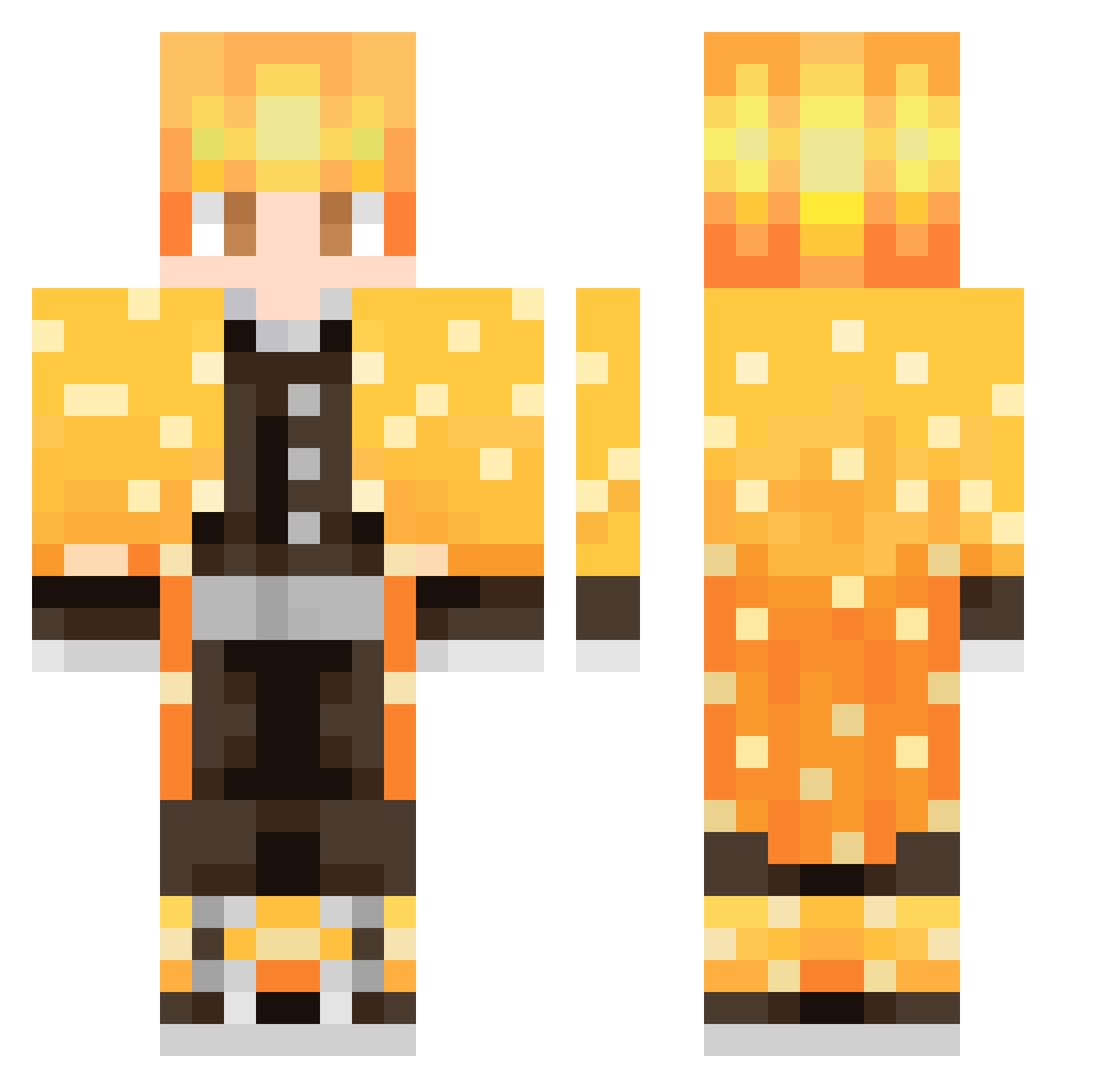 Shawott Minecraft skin, front and back view