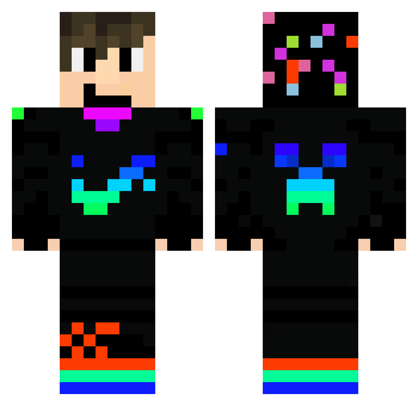 Wuffi1 Minecraft skin, front and back view
