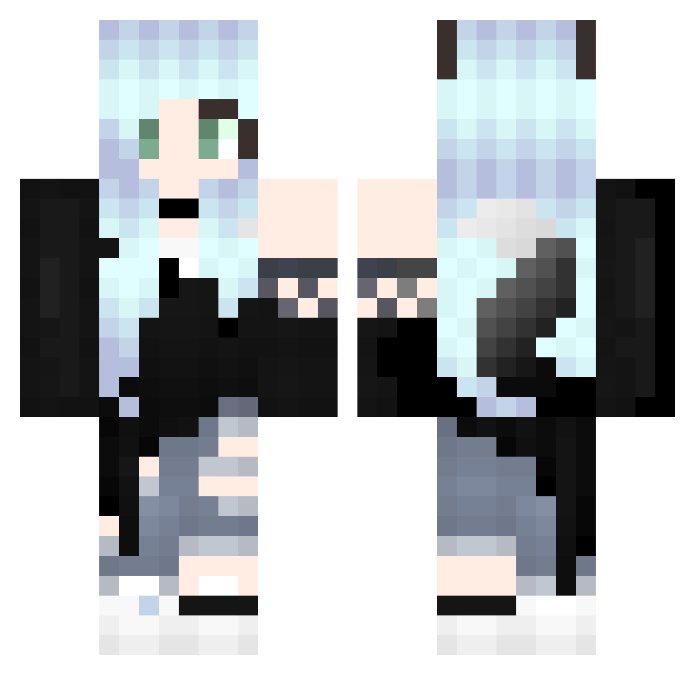 MoAlpaca Minecraft skin, front and back view