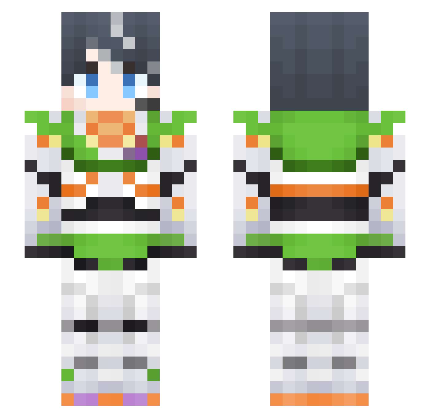 Superceoman Minecraft skin, front and back view