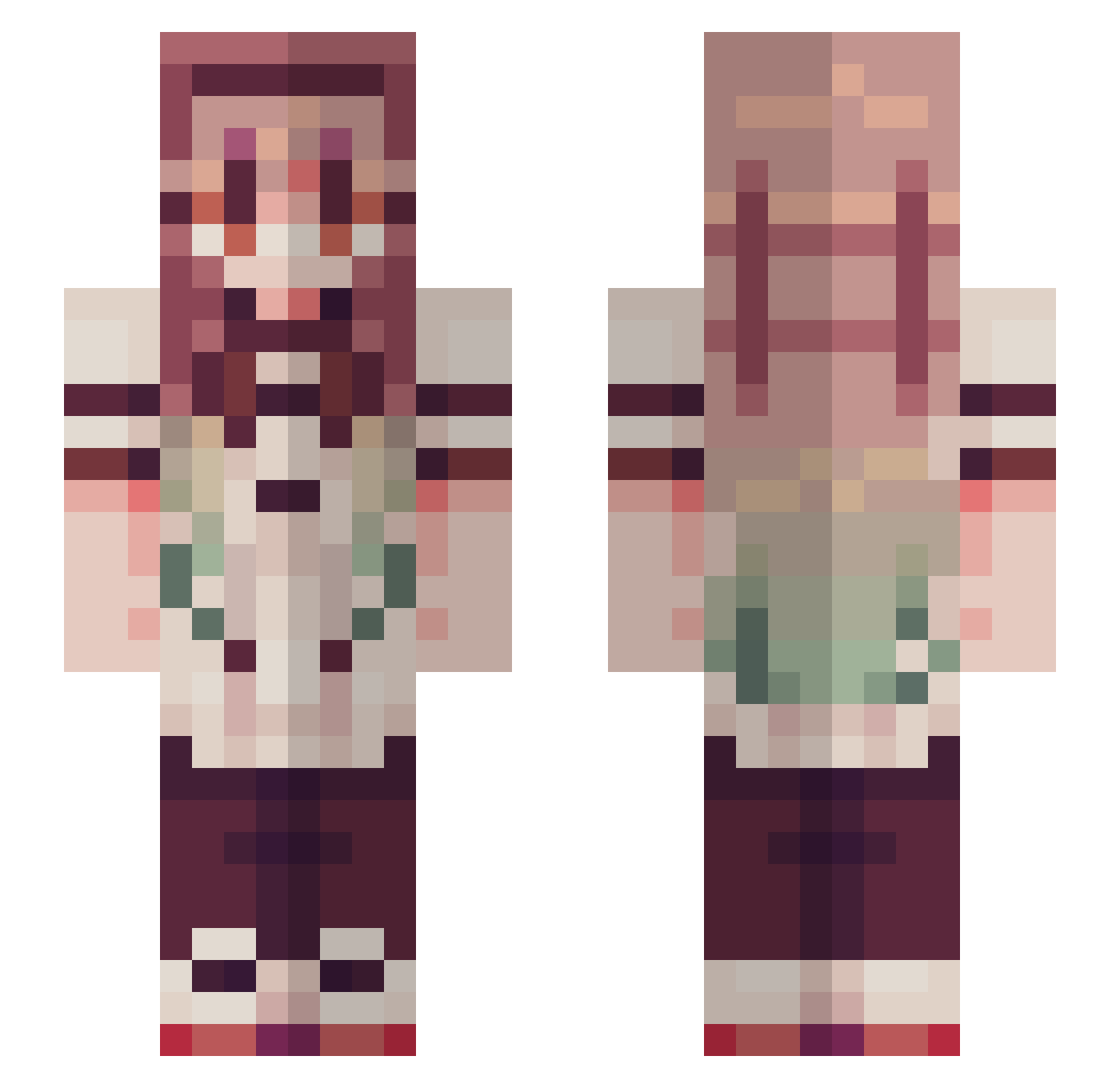 TheSourCrafter Minecraft skin, front and back view