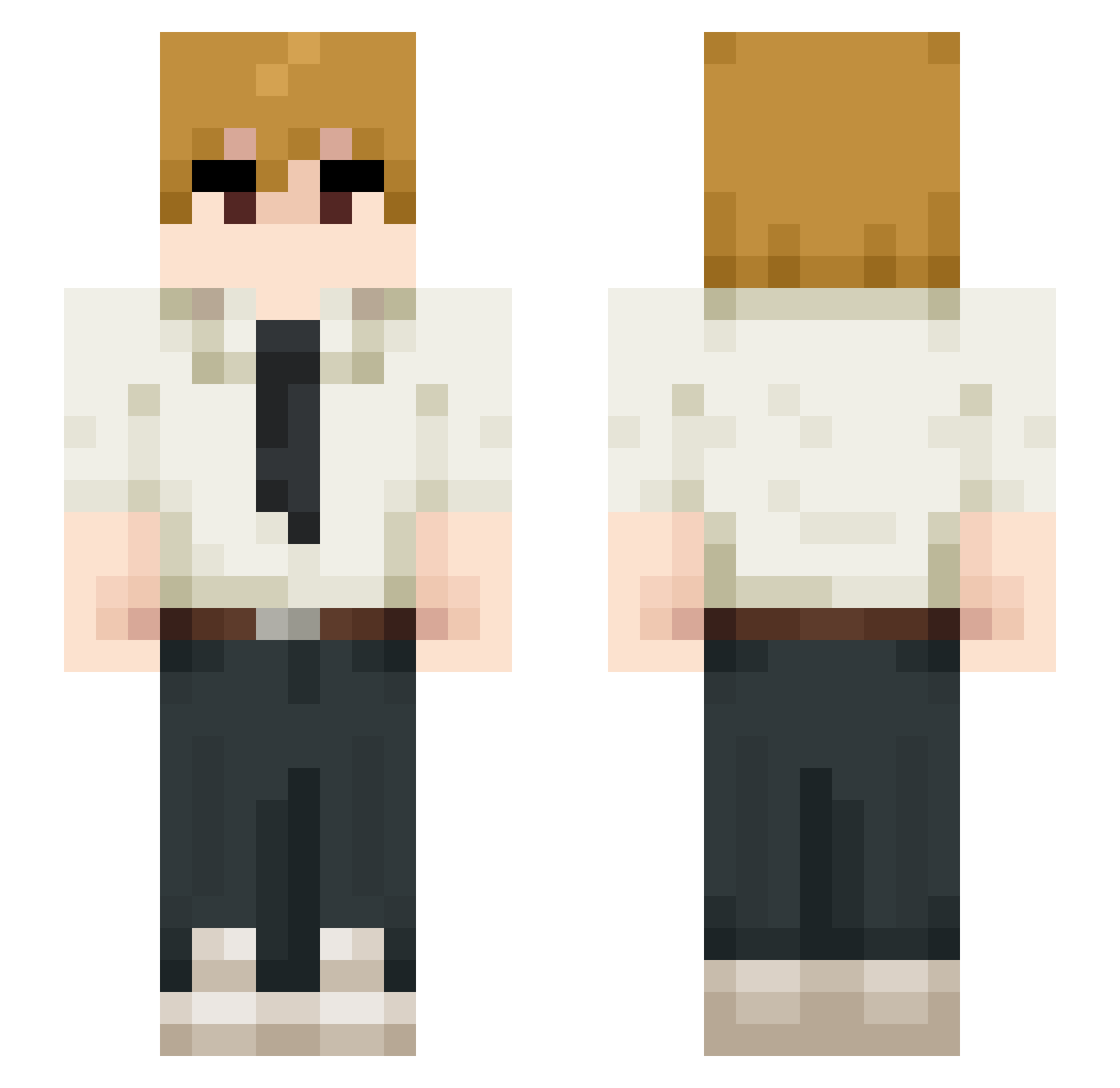 TwistedSplx Minecraft skin, front and back view
