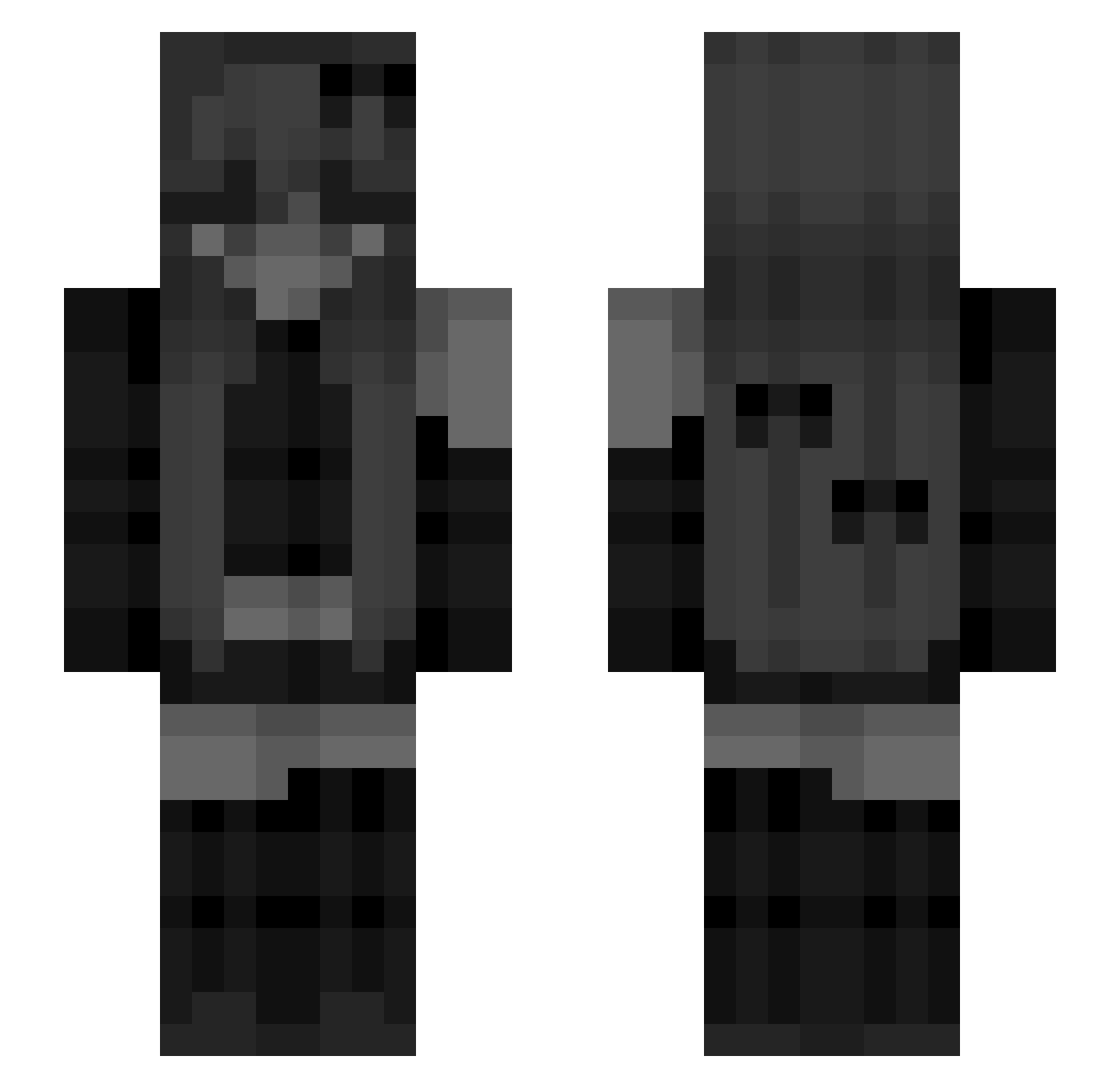 vershBanned Minecraft skin, front and back view