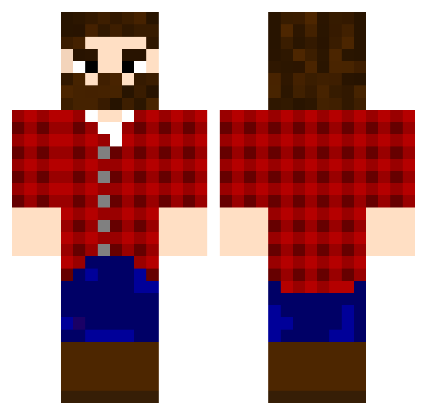 Jerobrine_MC Minecraft skin, front and back view
