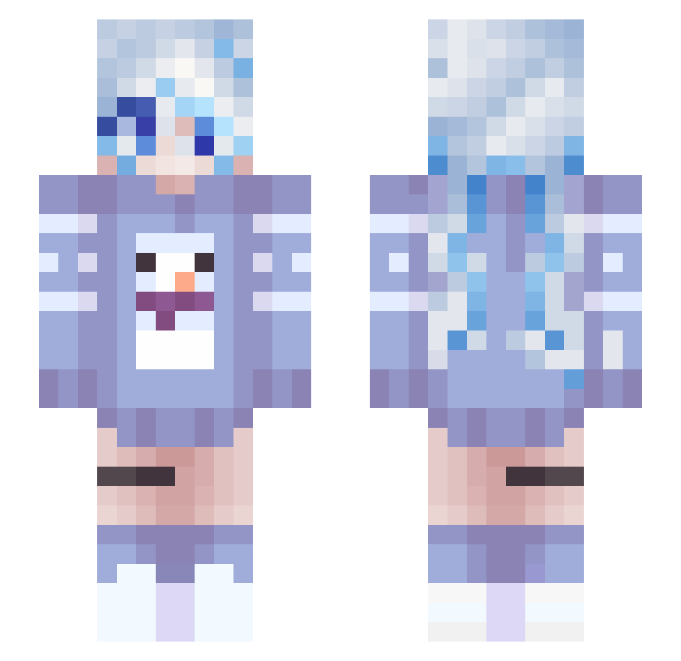 Zelderer Minecraft skin, front and back view
