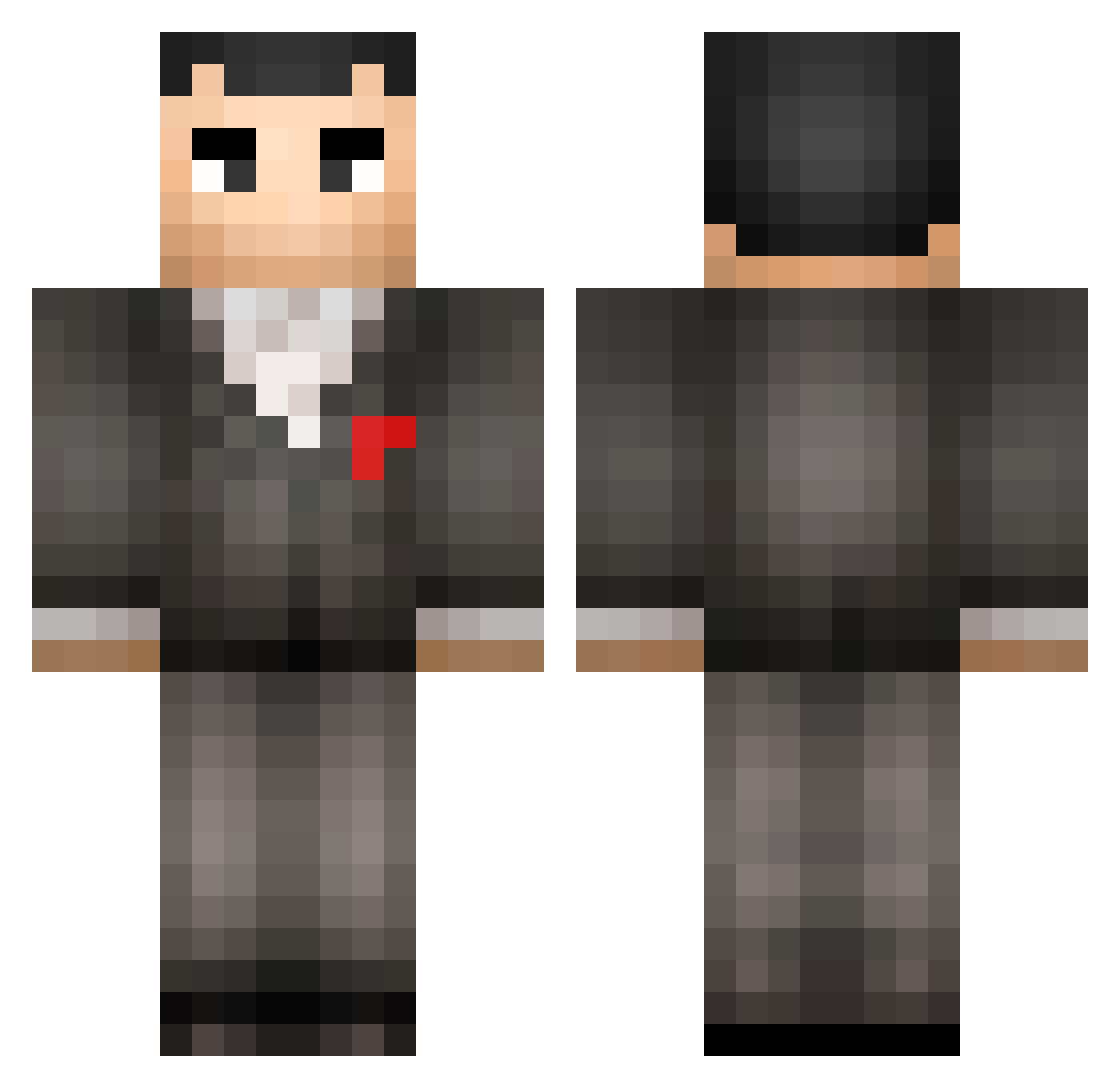 Hudhunter555 Minecraft skin, front and back view