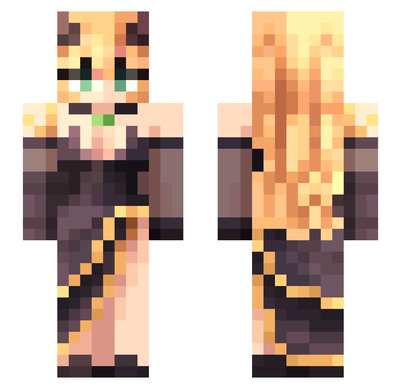 RabbitWithAGun Minecraft skin, front and back view