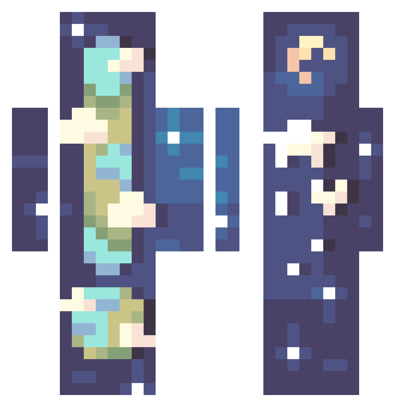 Solarbanana101 Minecraft skin, front and back view