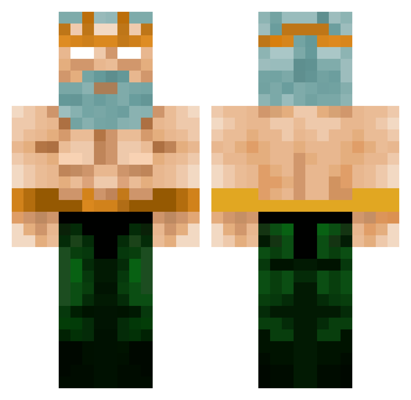 IrelandOnTop Minecraft skin, front and back view