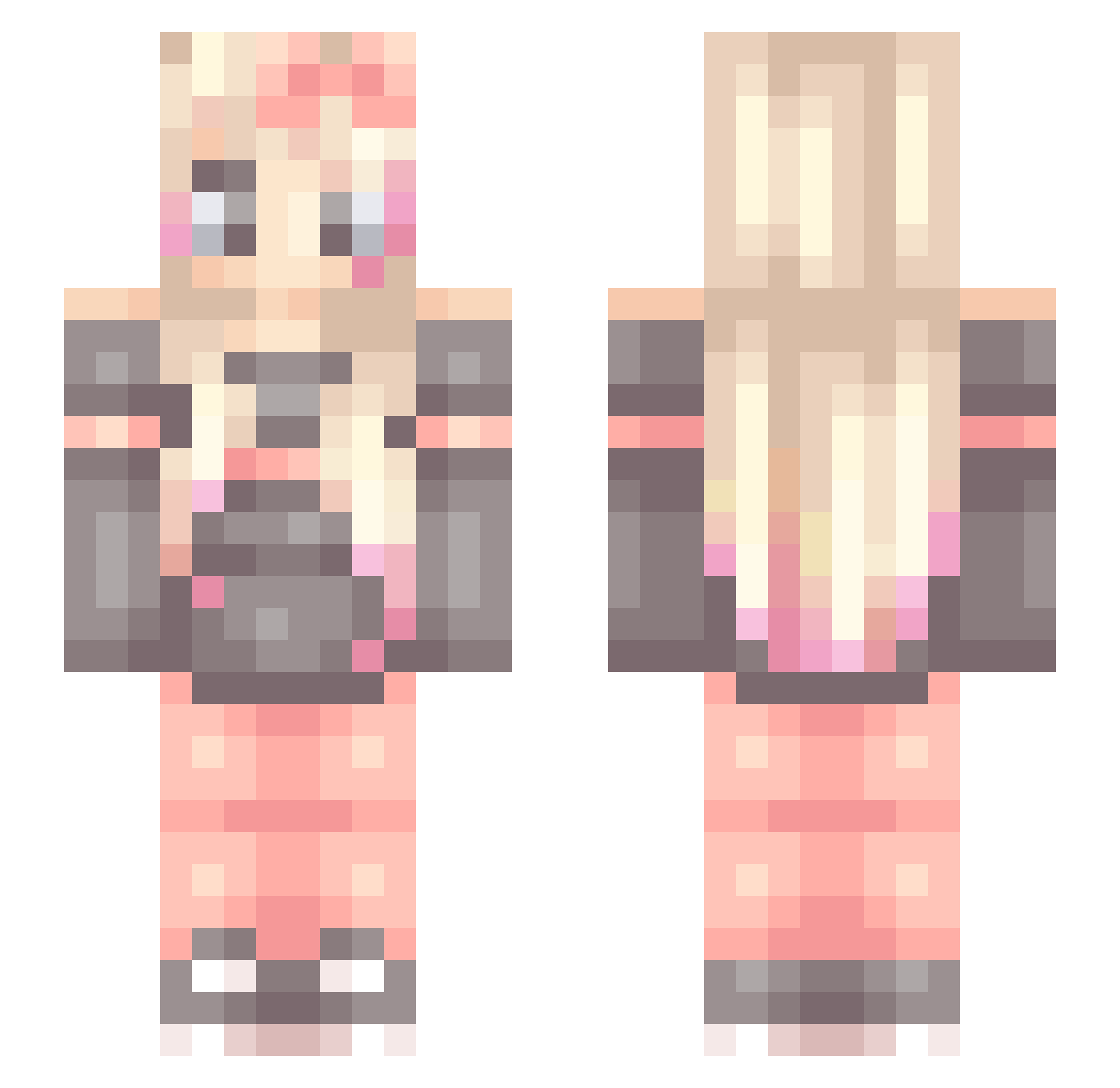 suss Minecraft skin, front and back view