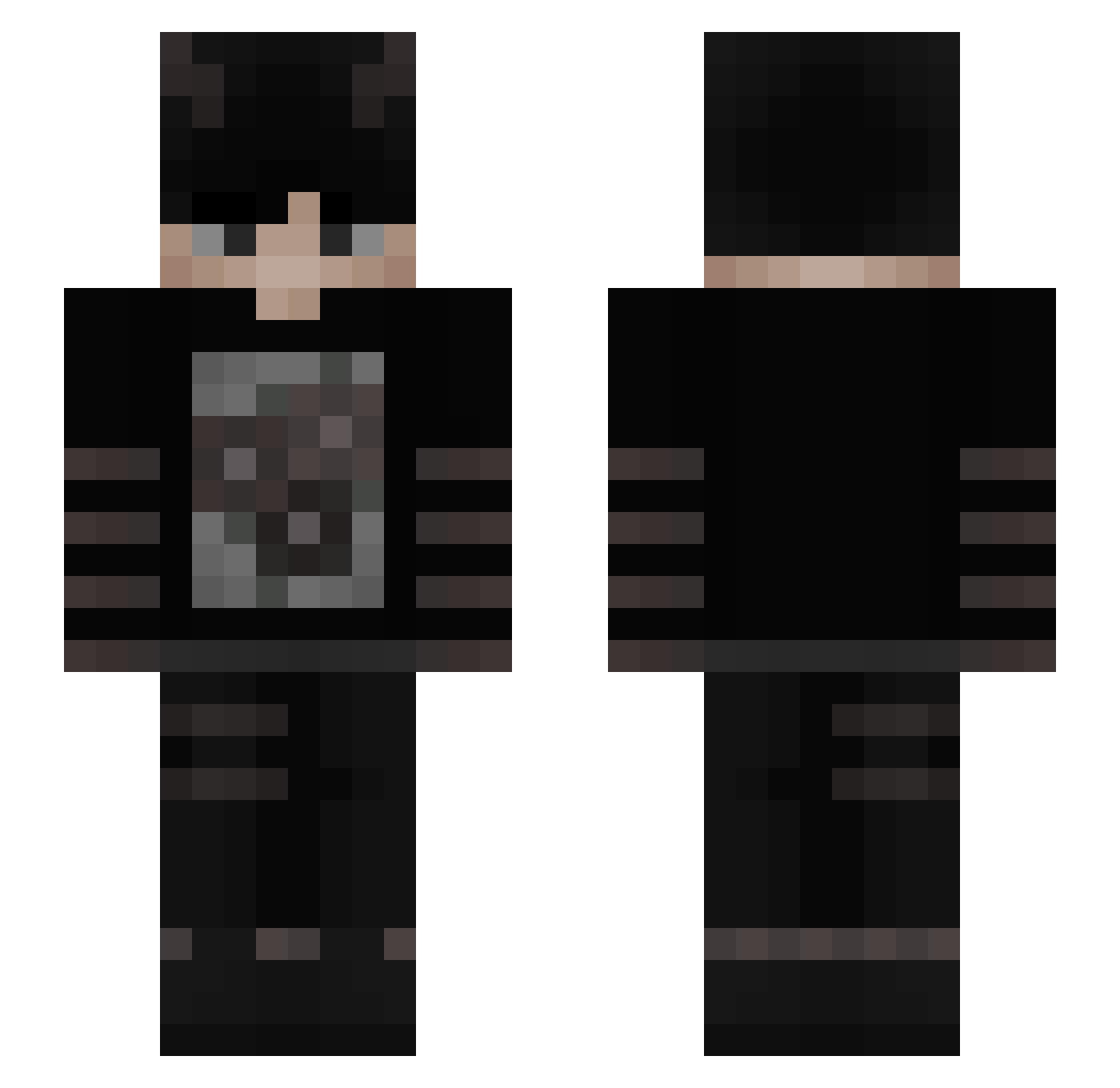 qodSpace Minecraft skin, front and back view