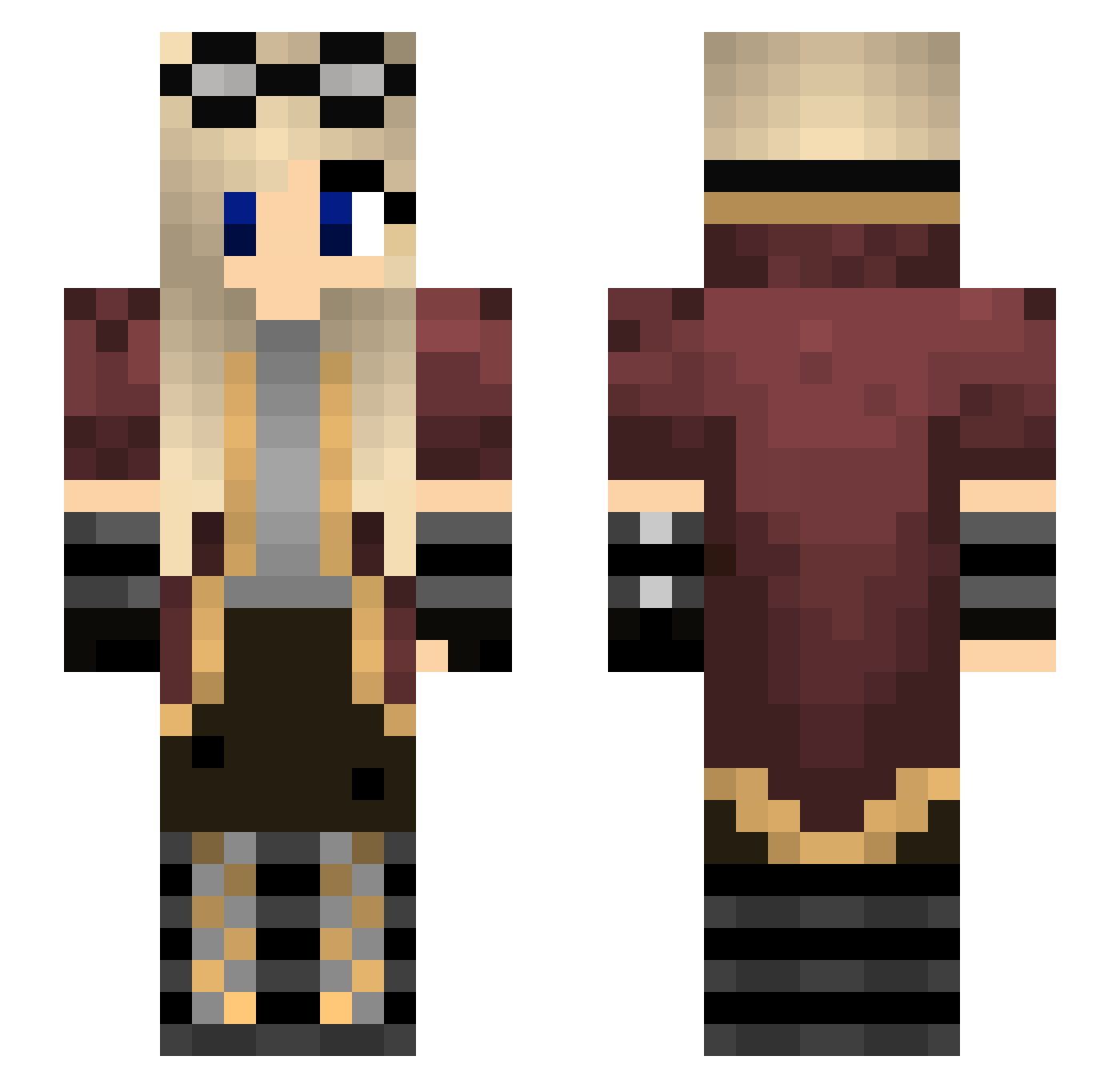 Jessie Minecraft skin, front and back view