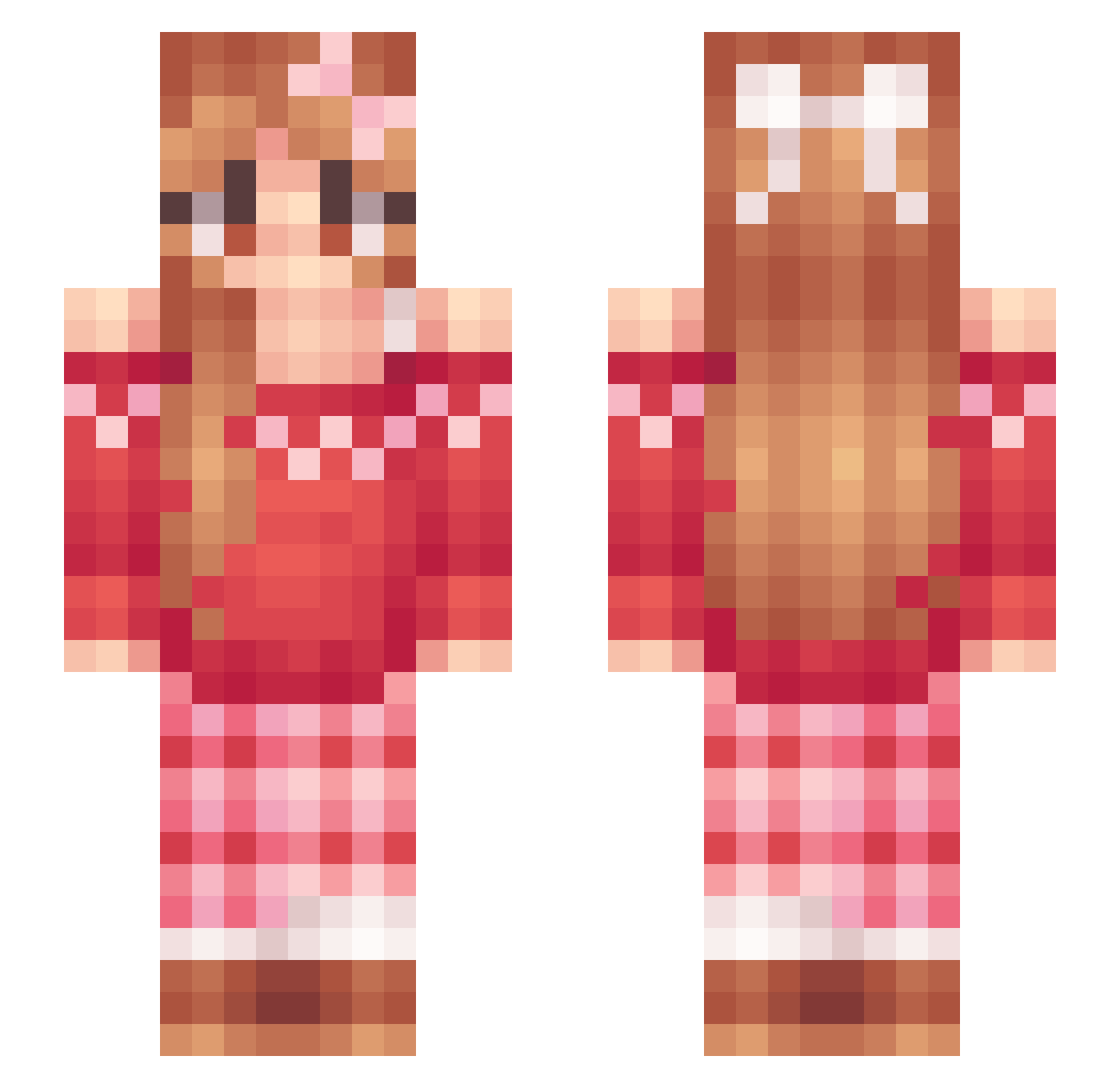MochiCue Minecraft skin, front and back view
