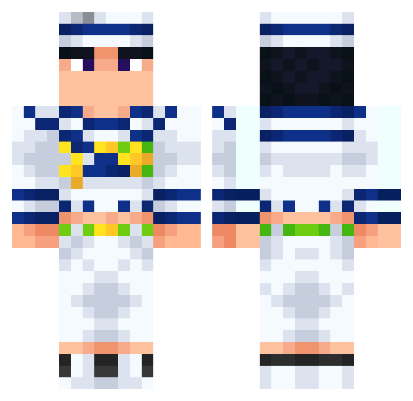 Pangaluska Minecraft skin, front and back view