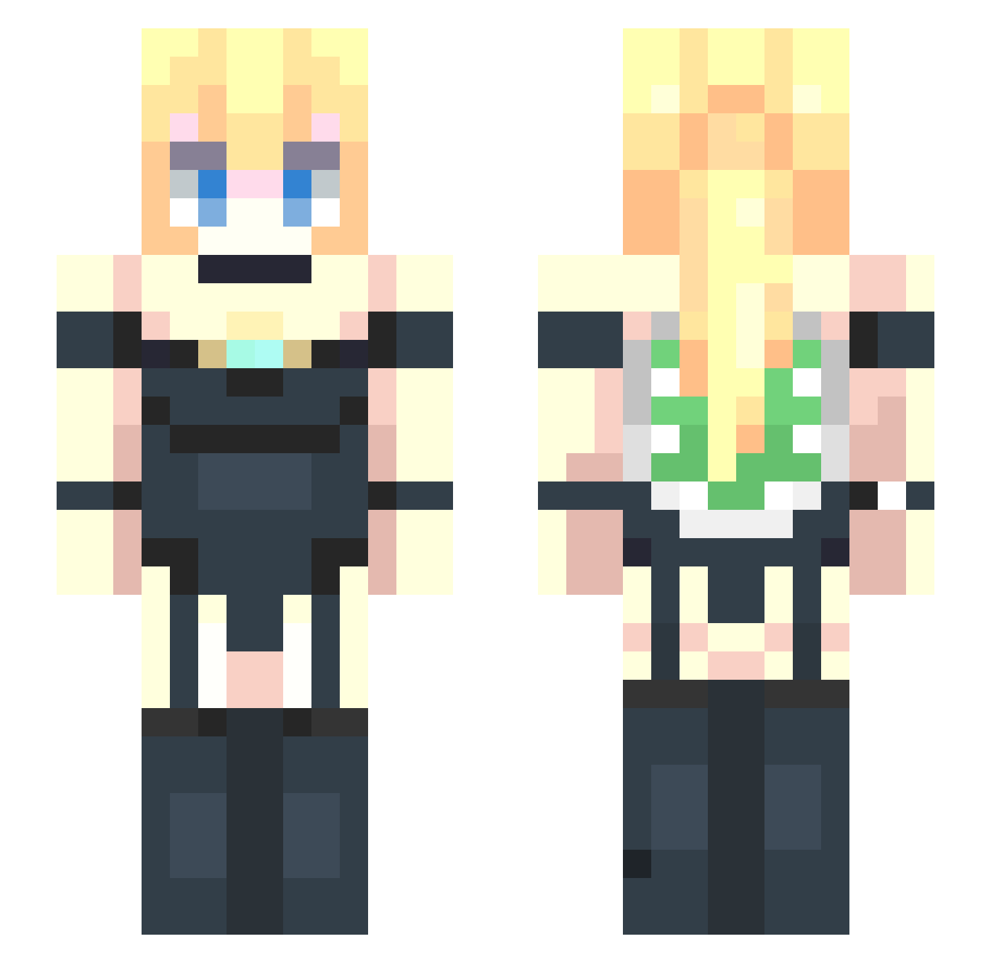 deadface Minecraft skin, front and back view