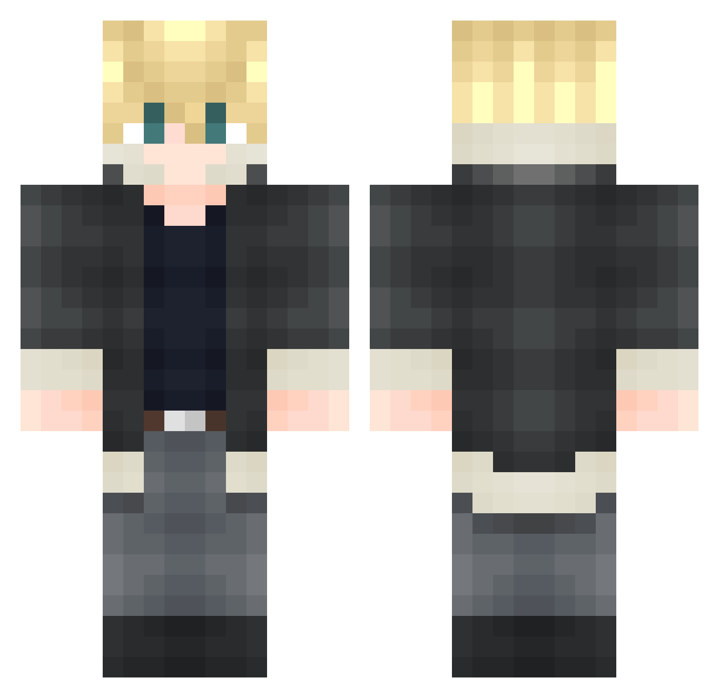 Unversed Minecraft skin, front and back view