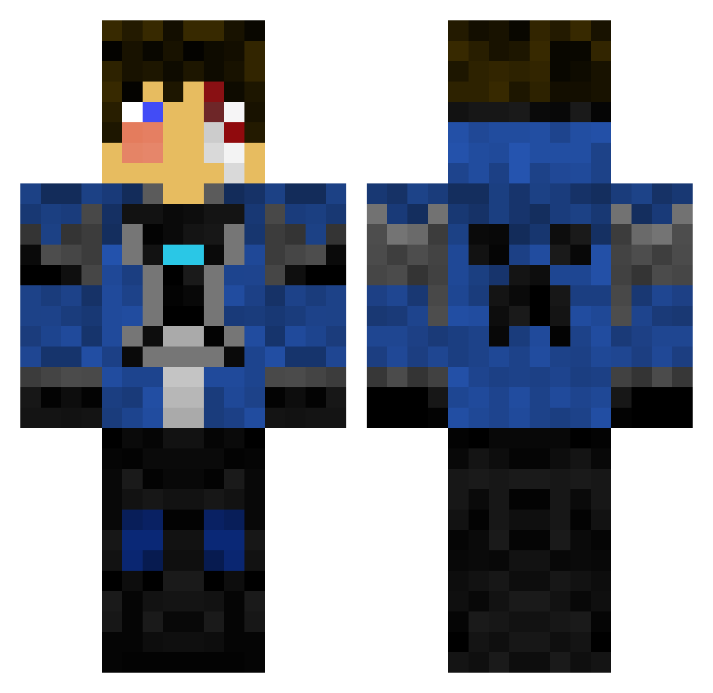 Ax0lity Minecraft skin, front and back view