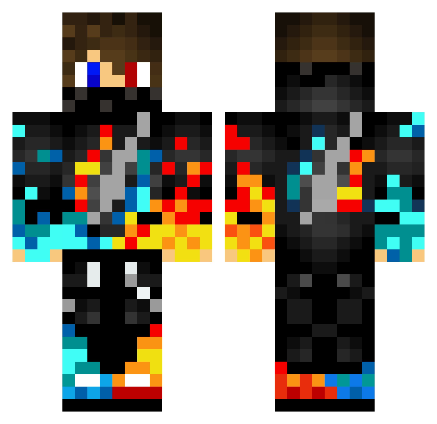 Medien2 Minecraft skin, front and back view