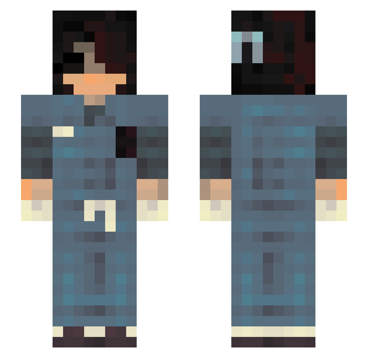 ItsJustStarri Minecraft skin, front and back view