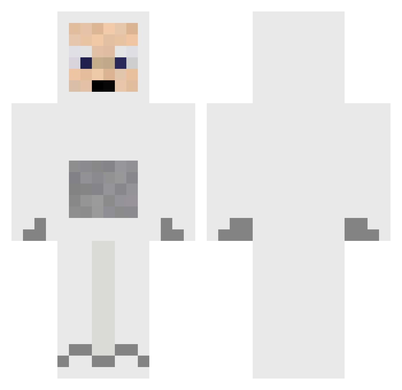 Pugie Minecraft skin, front and back view