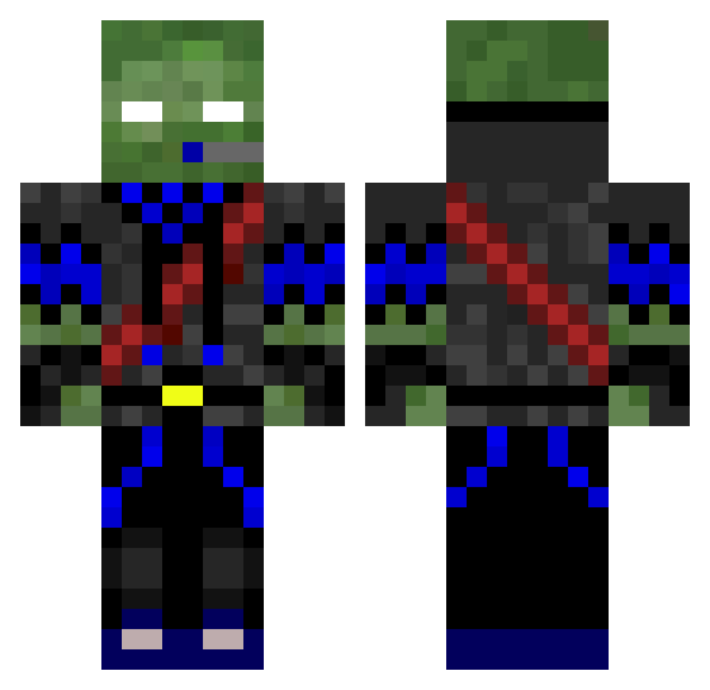 _3nder Minecraft skin, front and back view