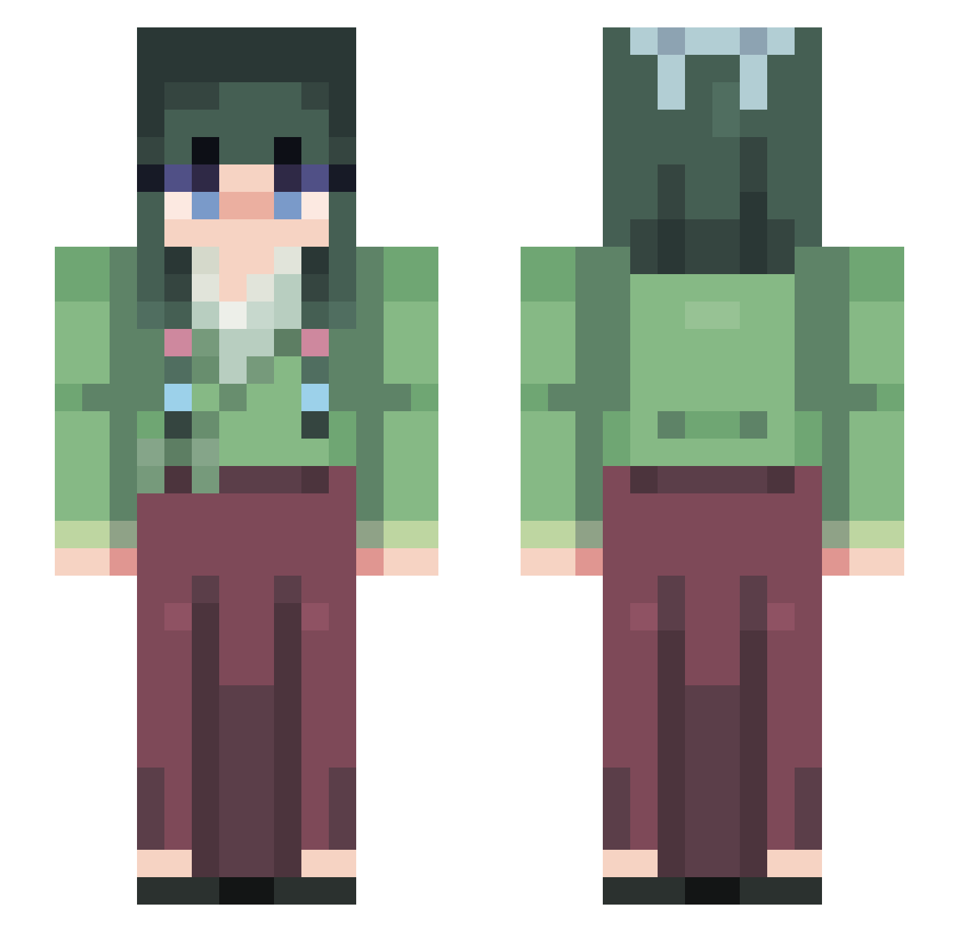 MowMao Minecraft skin, front and back view