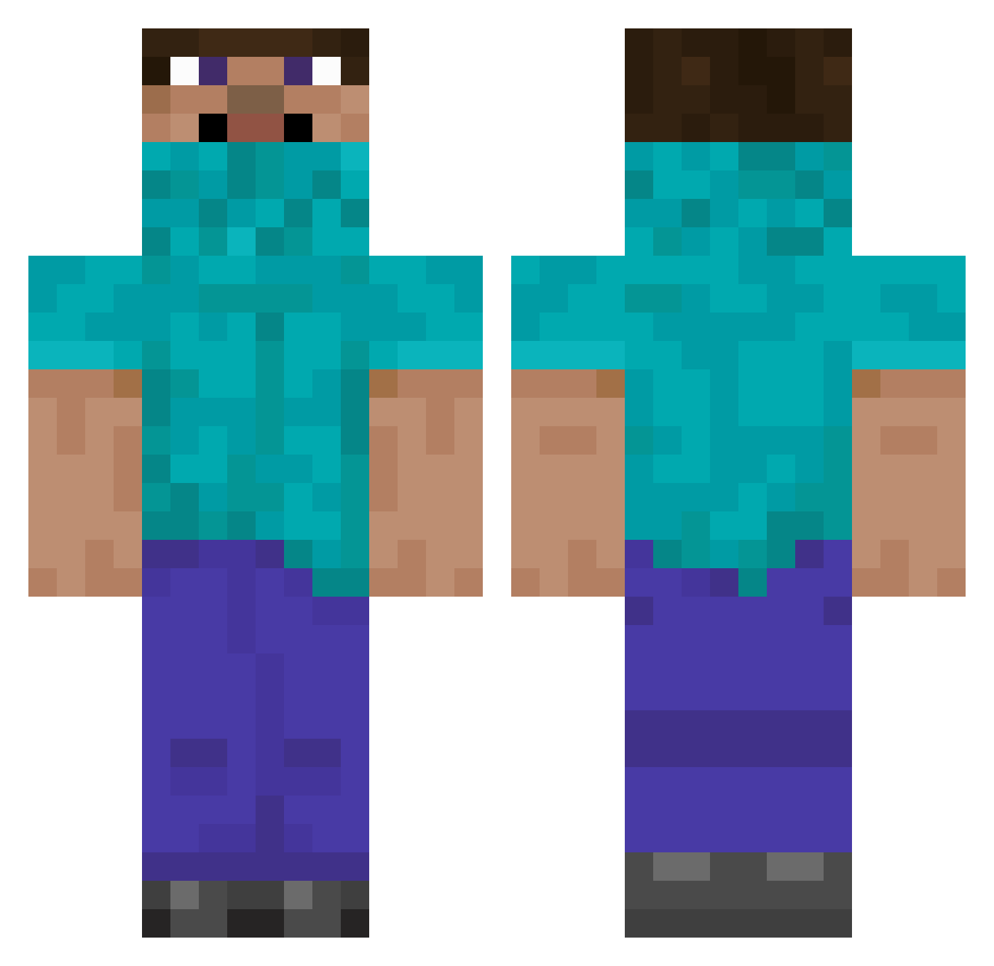 rylTop Minecraft skin, front and back view
