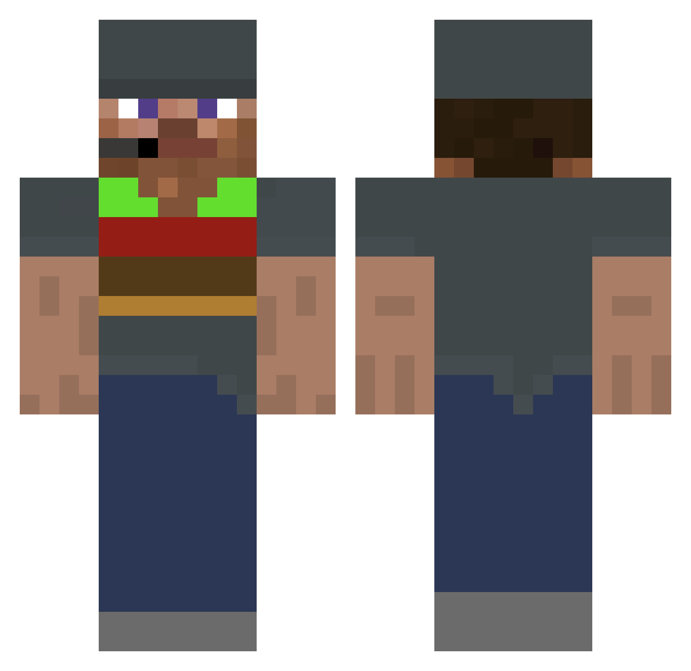 XpoBean Minecraft skin, front and back view