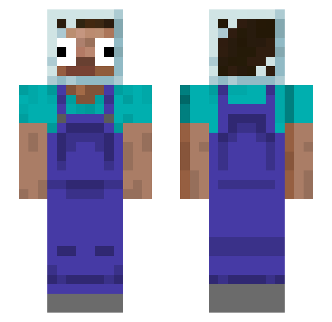 Bertosagls Minecraft skin, front and back view