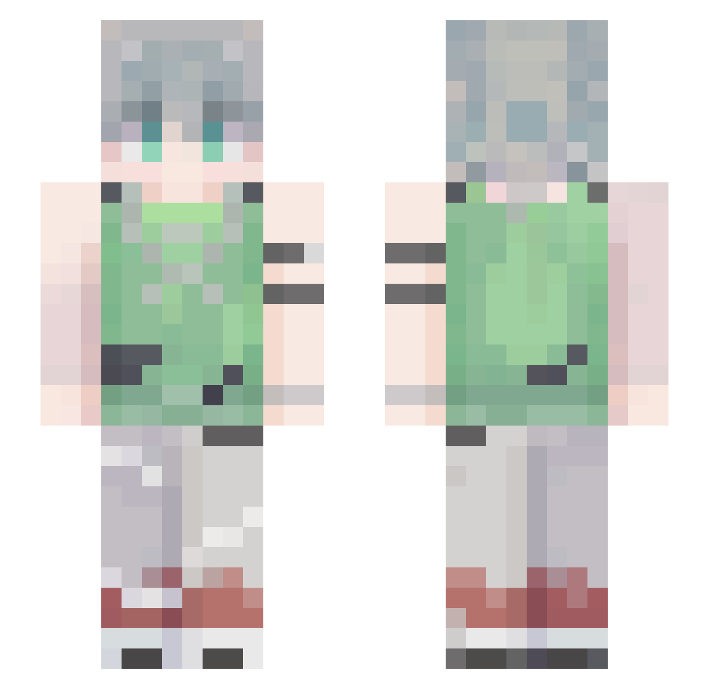 Sunnylosthiseye Minecraft skin, front and back view