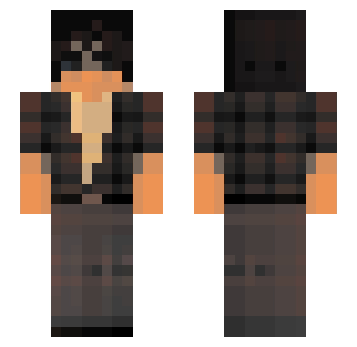 NoZinth Minecraft skin, front and back view