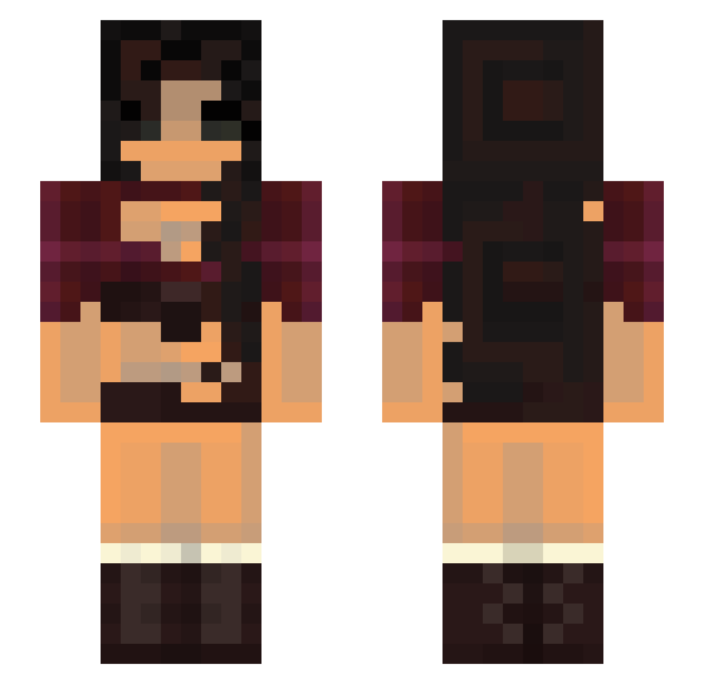 FentalityRp Minecraft skin, front and back view