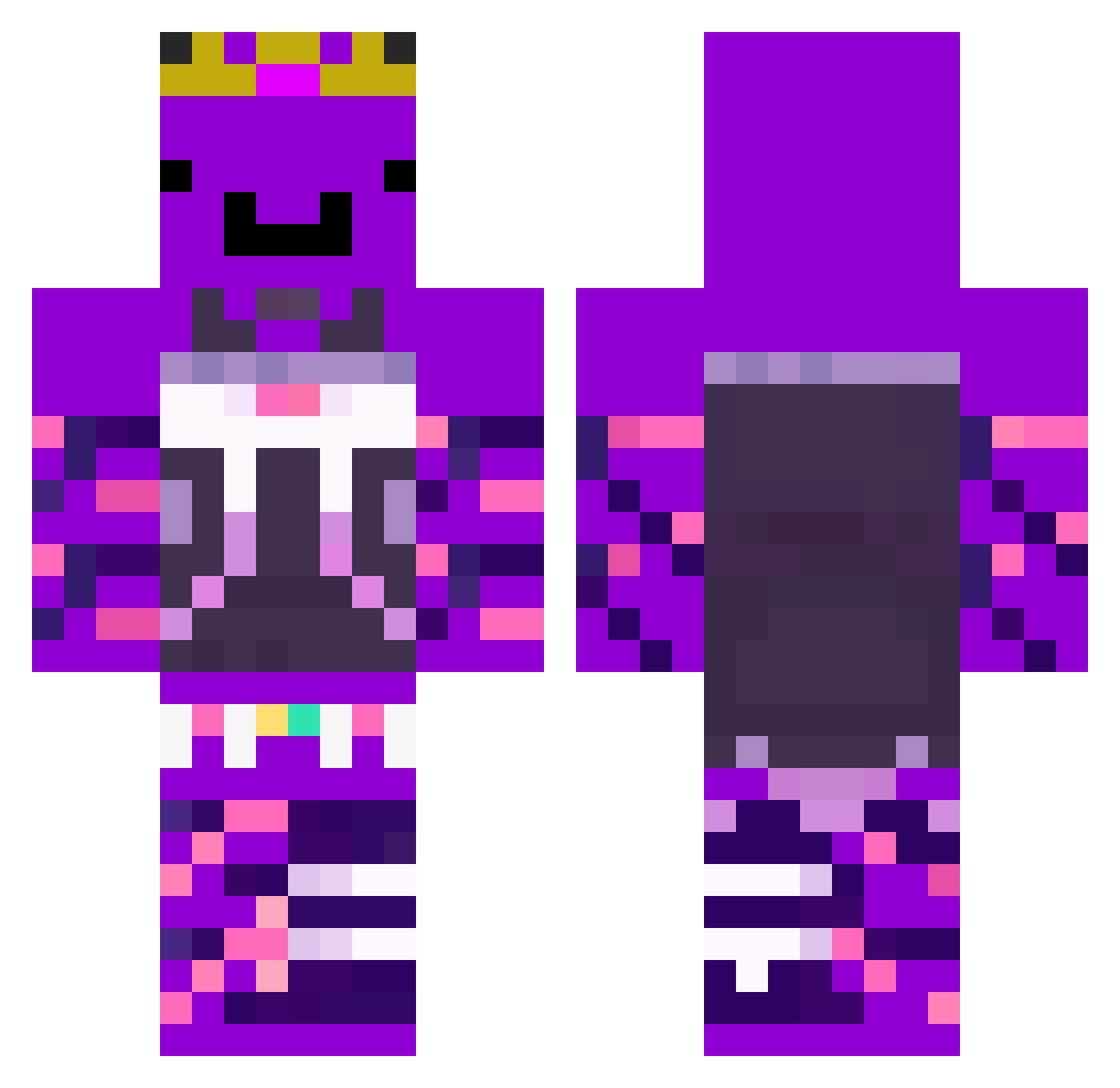 kusohu Minecraft skin, front and back view