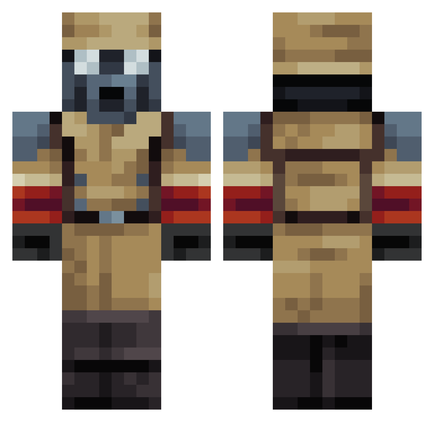 RextyBR Minecraft skin, front and back view