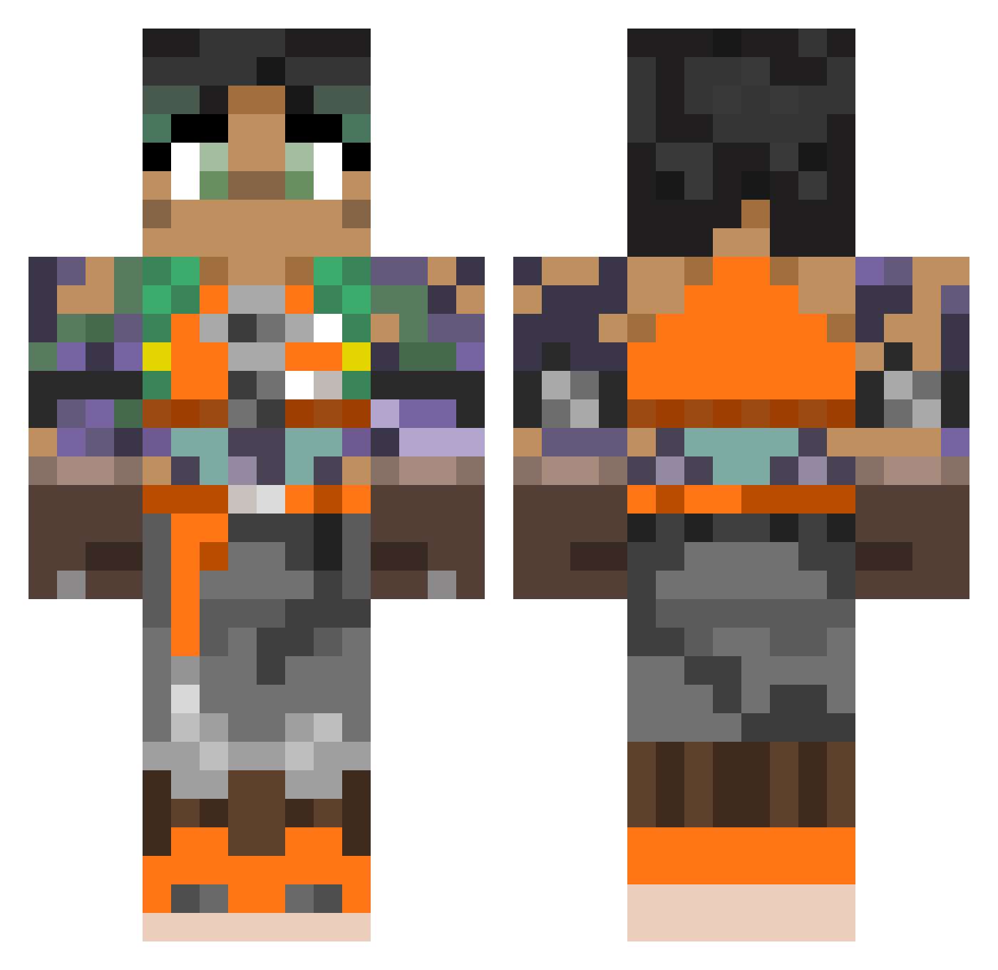 Spudly8429 Minecraft skin, front and back view