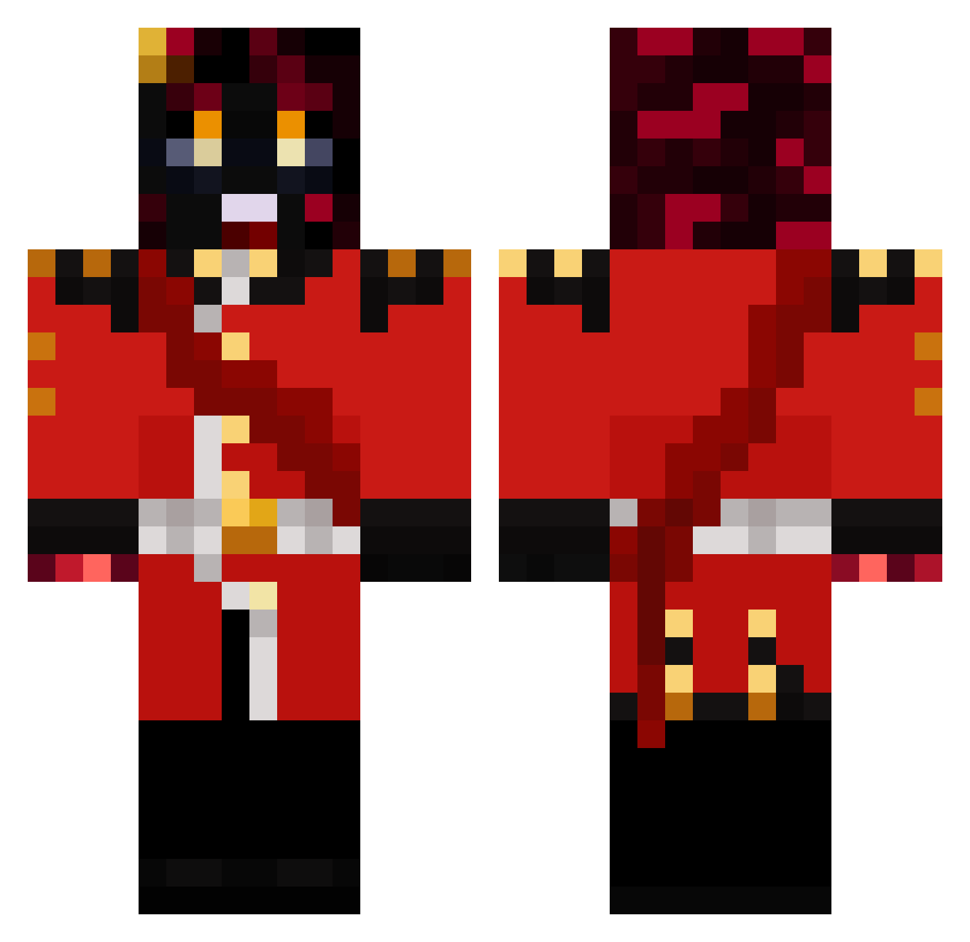 Arforea Minecraft skin, front and back view