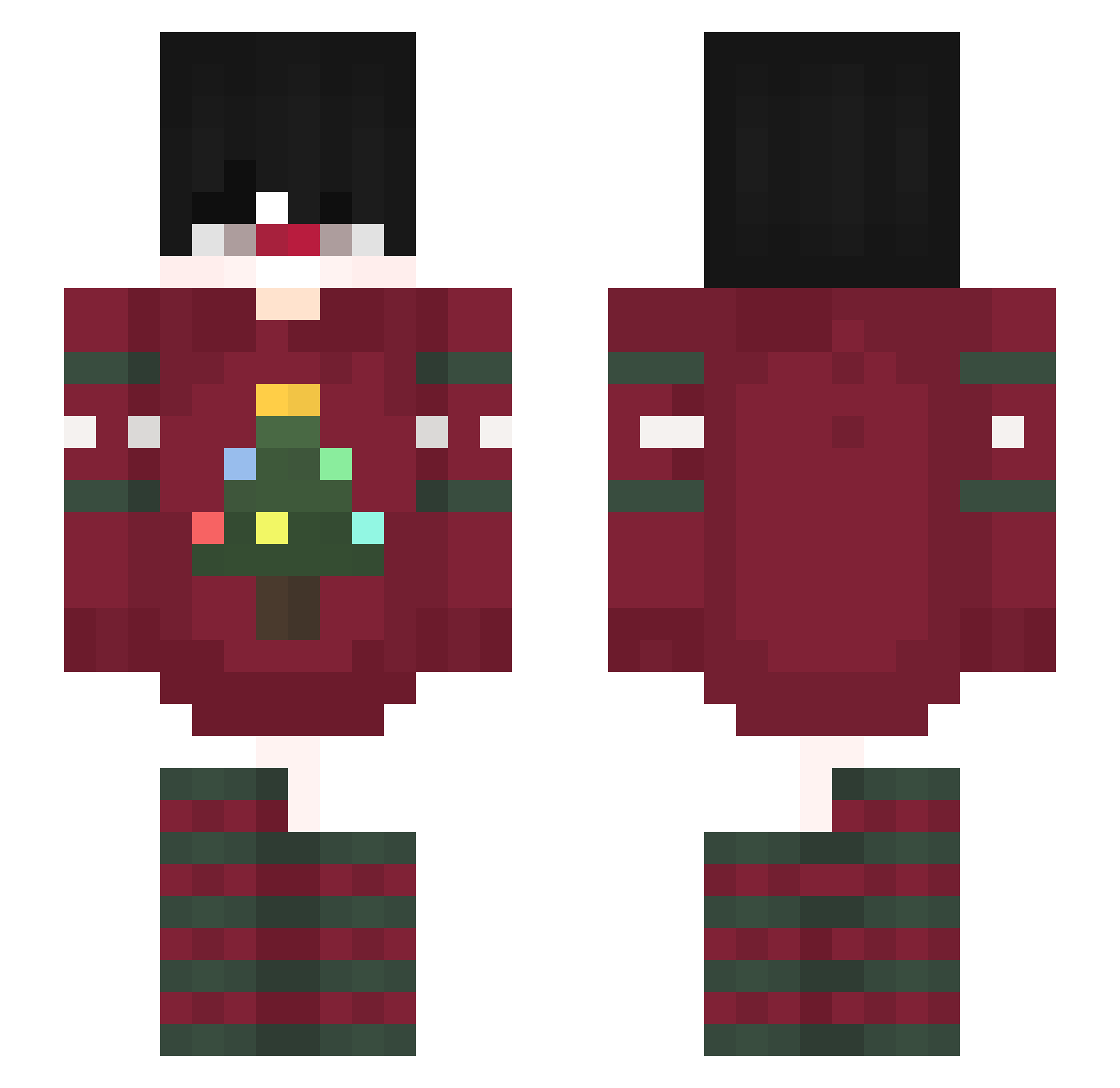 Happuuuu Minecraft skin, front and back view