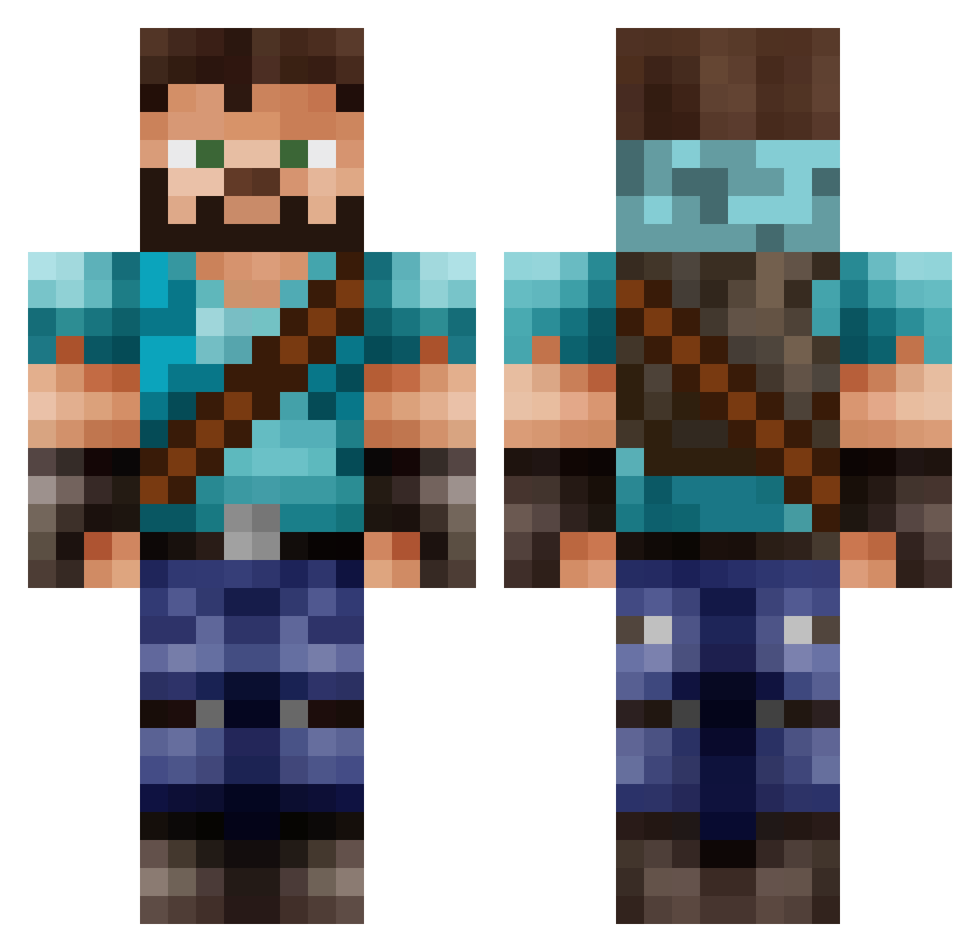 Cartman76 Minecraft skin, front and back view