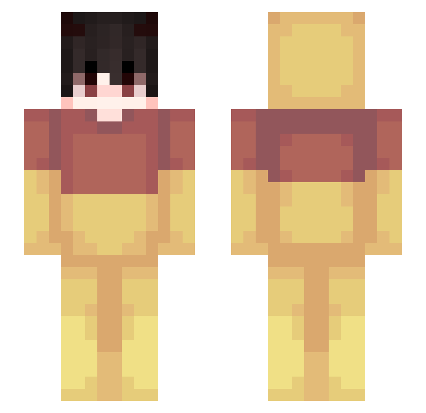 Koltrasteen Minecraft skin, front and back view