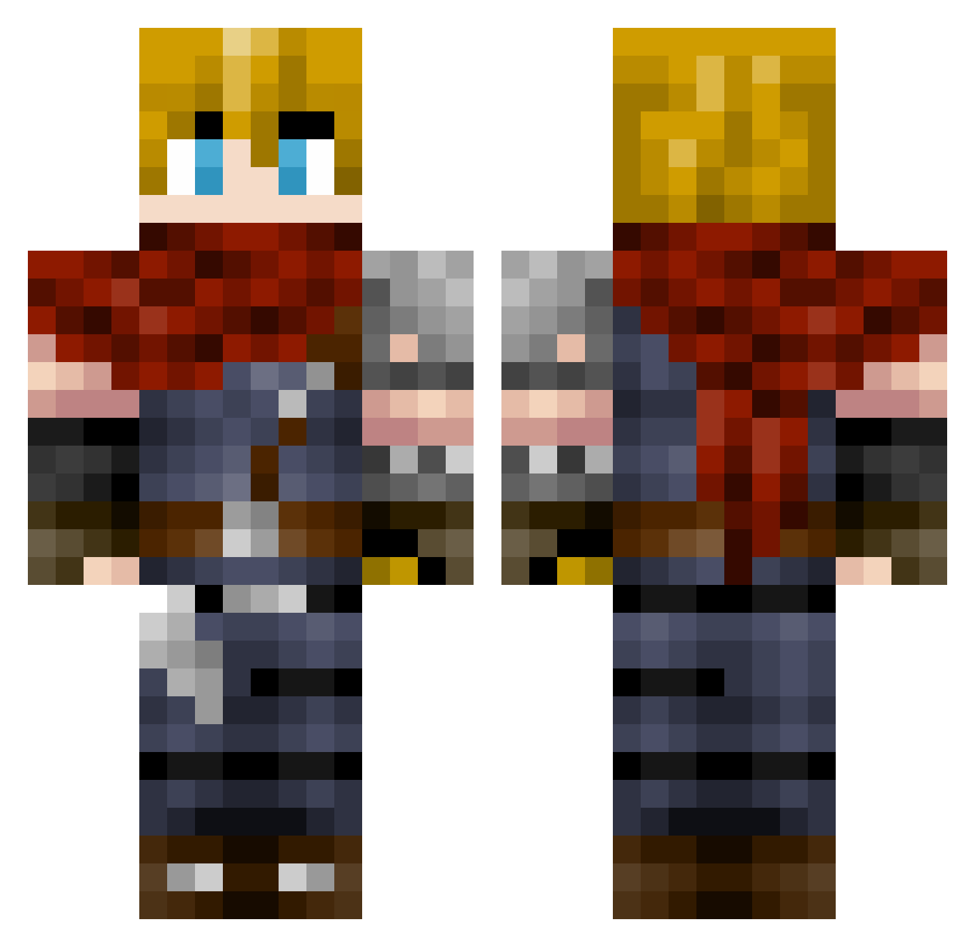 Travychu Minecraft skin, front and back view