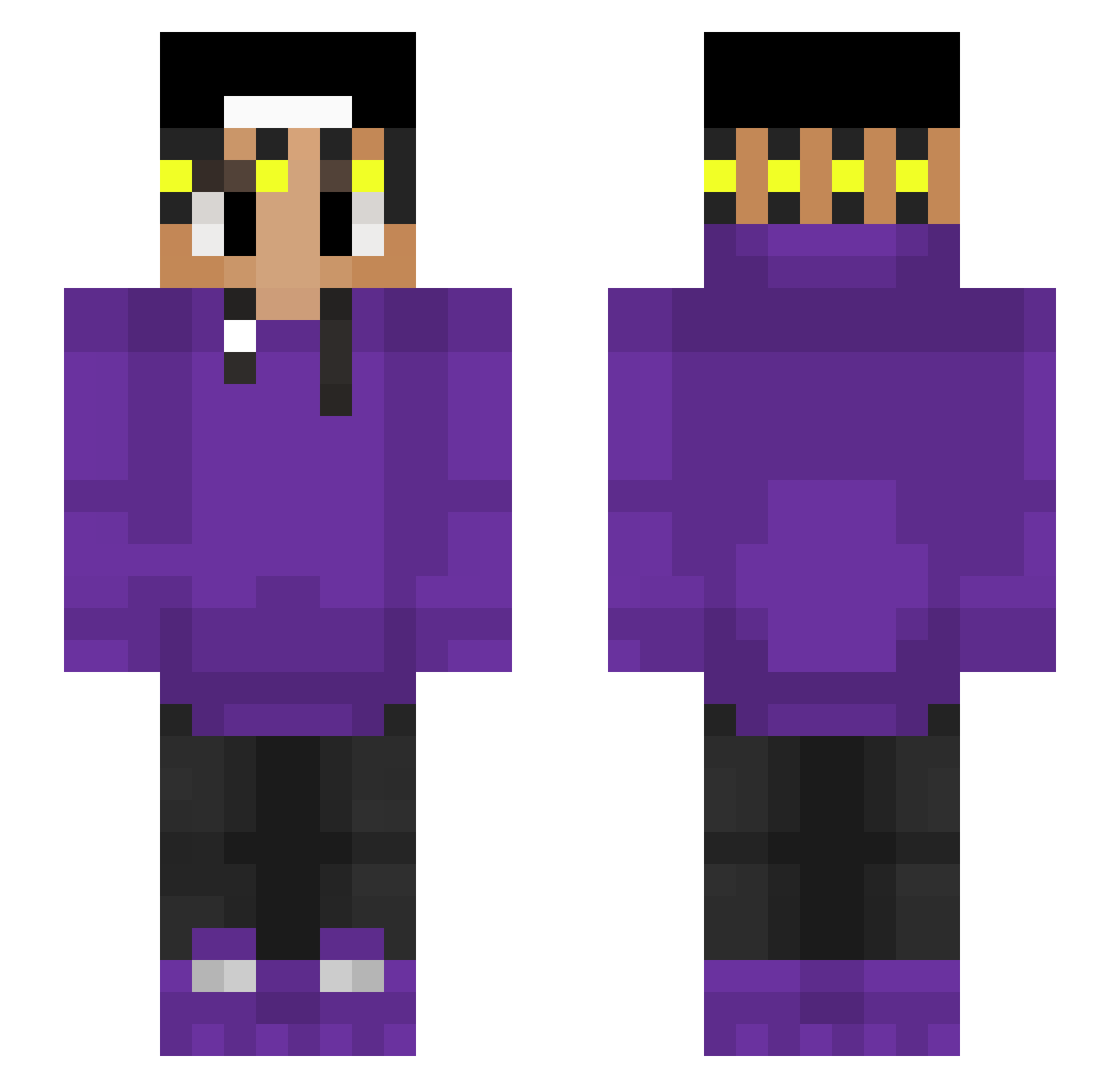 Zingydust Minecraft skin, front and back view