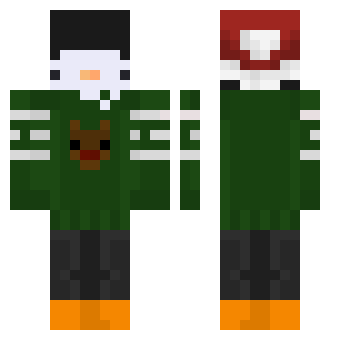 BigBoiOlive Minecraft skin, front and back view