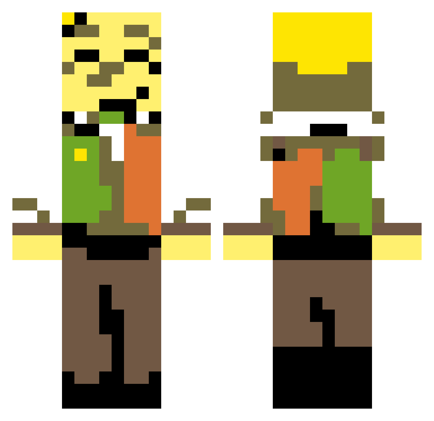 vGlitch Minecraft skin, front and back view