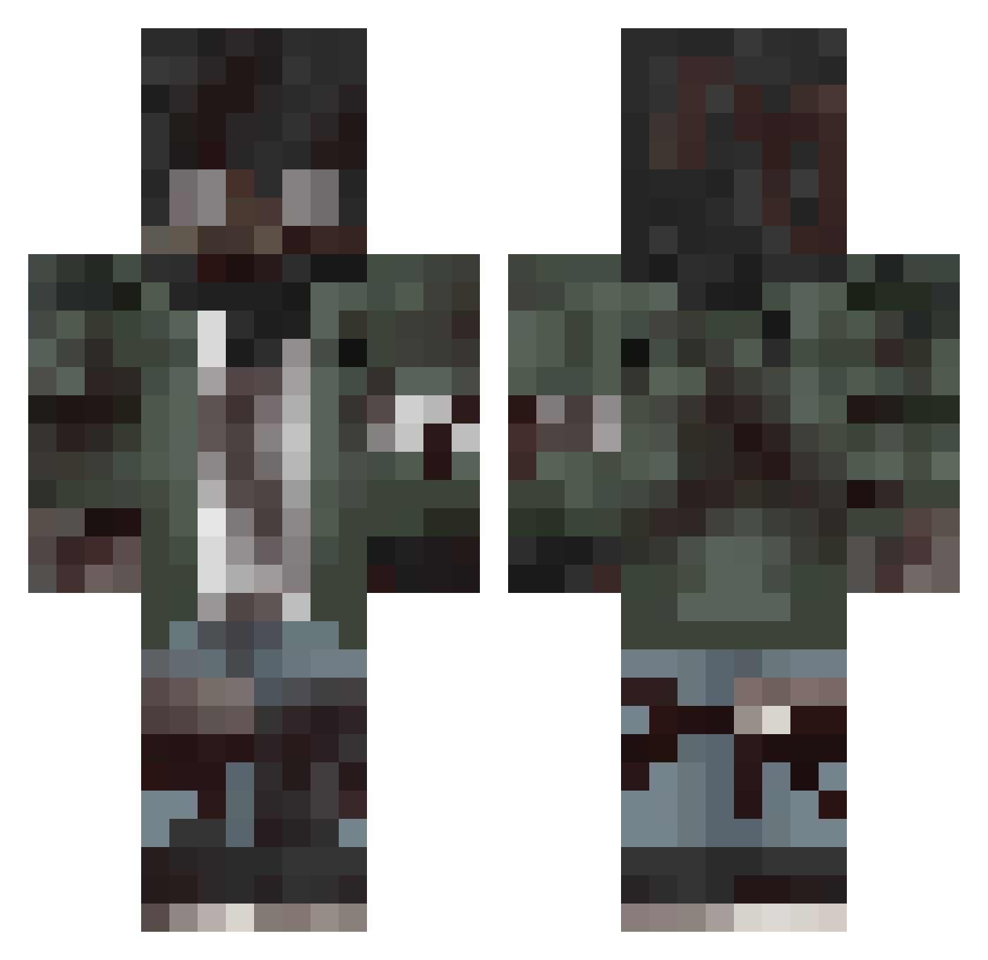 Xiquinx Minecraft skin, front and back view
